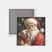 American Staffordshire with Santa Claus Christmas Magnet (Vorderseite/Rückseite)
