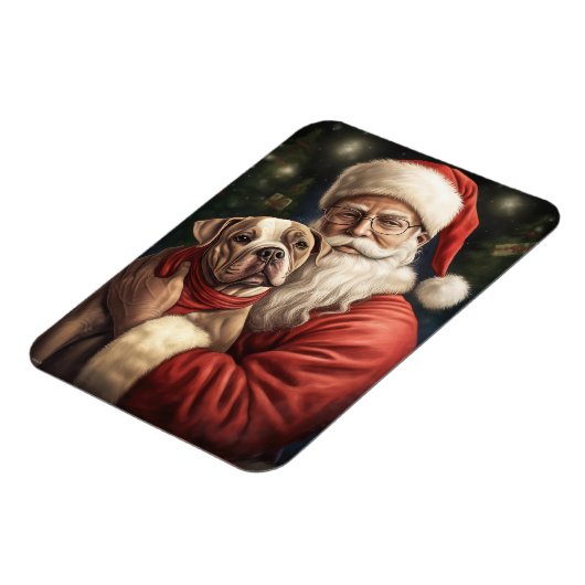 American Staffordshire with Santa Claus Christmas Magnet (Linke Seite)