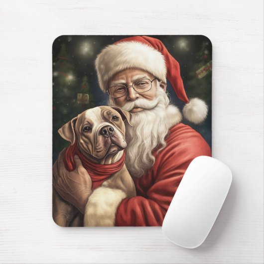 American Staffordshire with Santa Claus Christmas Mousepad (Mit Mouse)