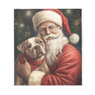 American Staffordshire with Santa Claus Christmas Notizblock