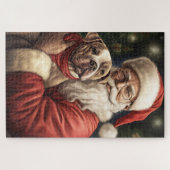 American Staffordshire with Santa Claus Christmas Puzzle (Horizontal)