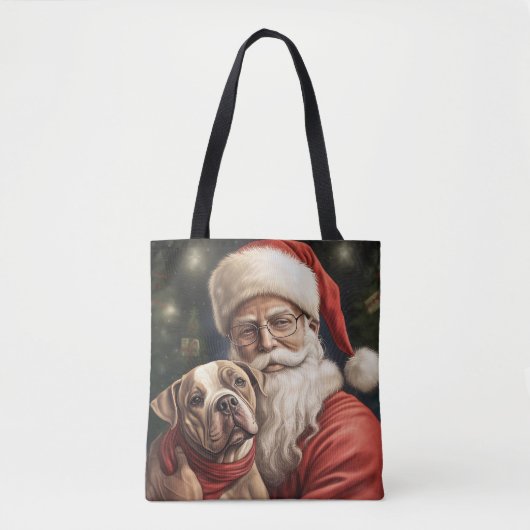 American Staffordshire with Santa Claus Christmas Tasche (Vorderseite)