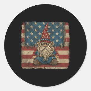 American Star Stripes 4. Juli Shirt Gnome Wome Runder Aufkleber