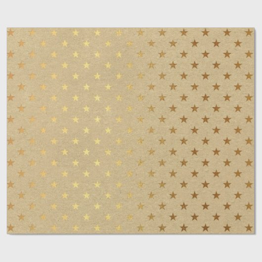 American Stars Kraft Gold Natural Elegant Minimal Geschenkpapier (Flach)