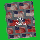 American Stars & Strips US Flag Weißer Text Notizblock