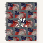 American Stars & Strips US Flag Weißer Text Notizblock (Vorderseite)