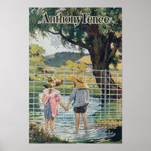 American Steel & Wire Co Fence Pond and Kids Poster (Vorne)