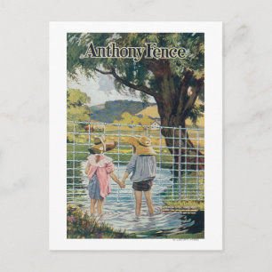 American Steel & Wire Co Fence Pond and Kids Postkarte