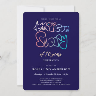 American Story Chic Navy Blue Foto Geburtstag Einladung
