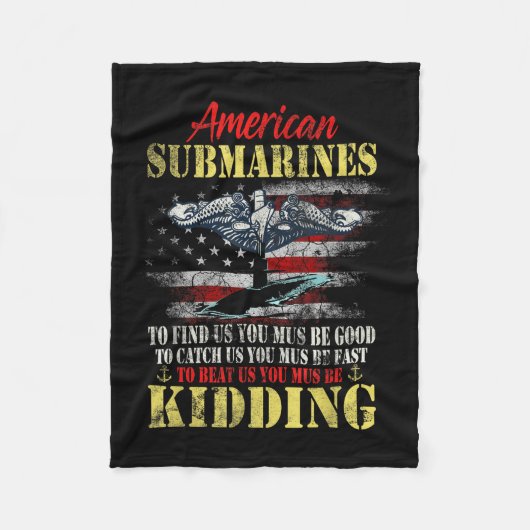 American Submarines Veteran Kidding Silent Service Fleecedecke (Vorderseite)