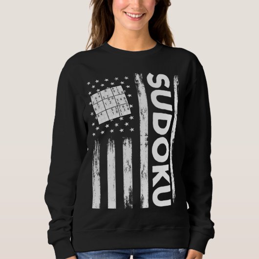 American Sudoku Puzzle Outfit USA Flag Sweatshirt (Vorderseite)