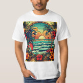 "American Tattoo Style Men's T - Shirt: Sunrise un T-Shirt (Vorderseite)