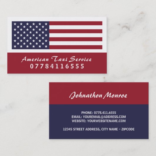 American Taxi Flag Visitenkarte (Vorne/Hinten)