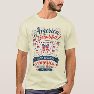 American The Beautiful 250 Feier mit Schleife T-Shirt