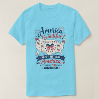 American The Beautiful 250 Feier mit Schleife T-Shirt