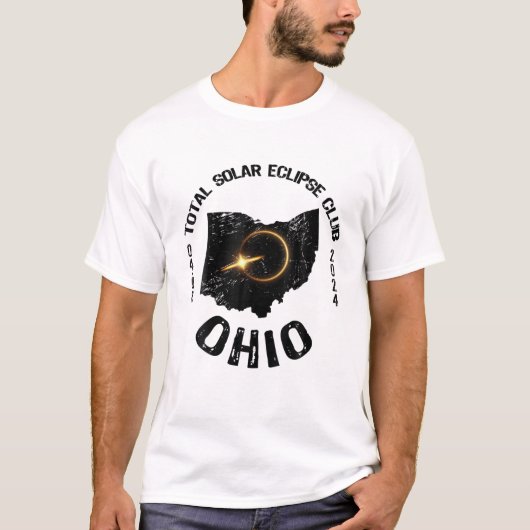 American Total Solar Eclipse Ohio 2024 Retro Staat T-Shirt (Vorderseite)