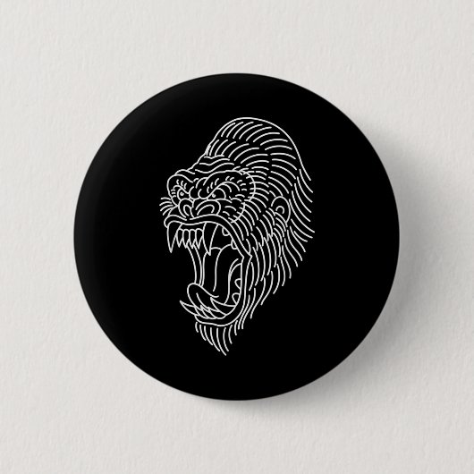 American Traditional Gorilla Head Kontur Tattoo Button (Vorderseite)