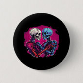 American Traditional Skeleton Holding Hands Tattoo Button (Vorderseite)