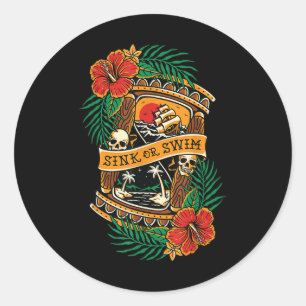 American Traditional Tattoo Old School Flash Skull Runder Aufkleber