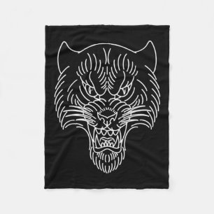 American Traditional Tiger Head Kontur Tattoo Fleecedecke