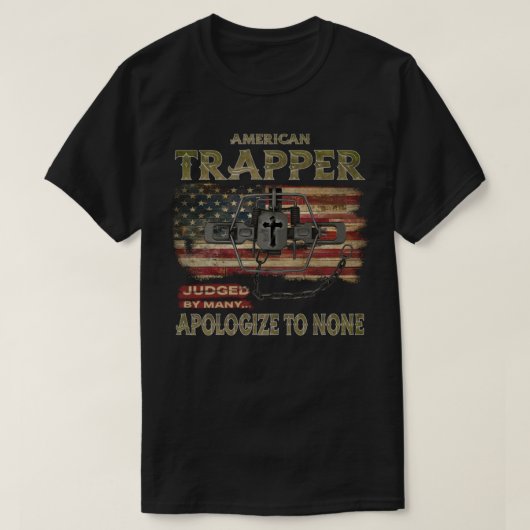 American Trapper Coyote Steel Trap American Flag U T-Shirt (Design vorne)