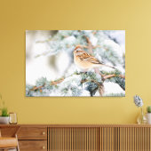 American Tree Sparrow im Winter 2 Leinwanddruck (Insitu (Wohnzimmer))
