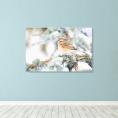 American Tree Sparrow im Winter 2 Leinwanddruck (Insitu (Holzboden))