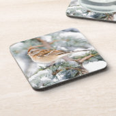 American Tree Sparrow im Winter Getränkeuntersetzer (Linke Seite)