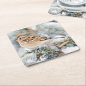 American Tree Sparrow im Winter Rechteckiger Pappuntersetzer (angewinkelt)