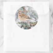 American Tree Sparrow im Winter Runder Aufkleber (Tasche)