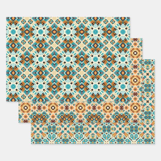 American Tribal Native Seamless Pattern Set Nr. 3 Geschenkpapier Set (Set)