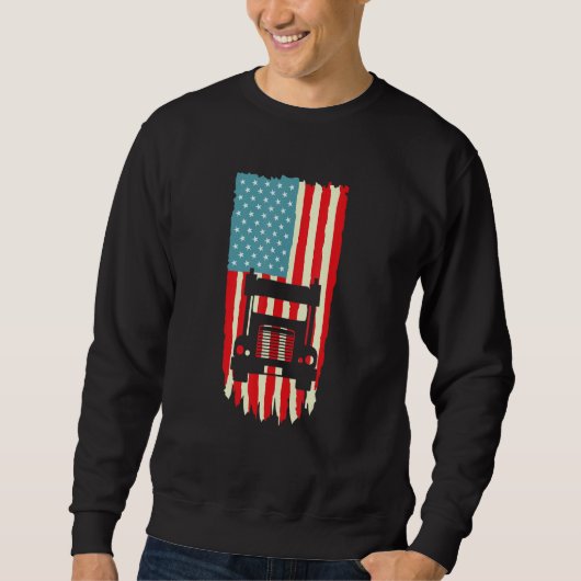 American Truck Driver Patriotic US Flag Semi Trail Sweatshirt (Vorderseite)