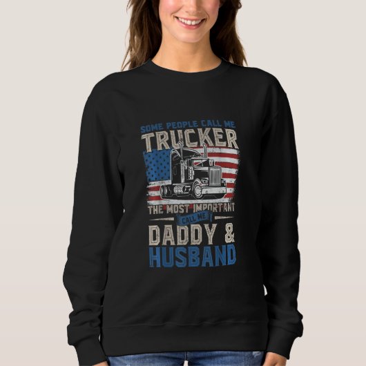 American Trucker Daddy Husband Pater Us Flag 4. Sweatshirt (Vorderseite)