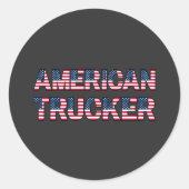 American Trucker Letters Flag Patriotic Road Runder Aufkleber (Vorderseite)
