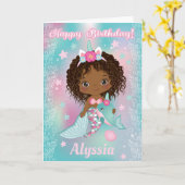 American Unicorn Mermaid Birthday Card Karte (Gelbe Blume)