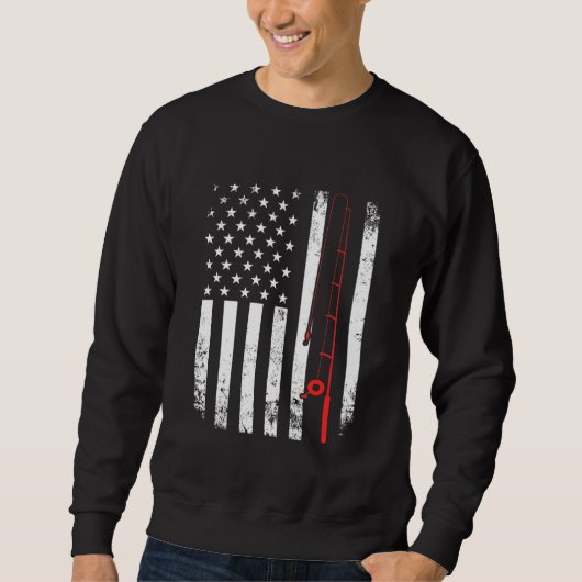 American US Flag Fishing Rod - Top-Position für Fi Sweatshirt (Vorderseite)