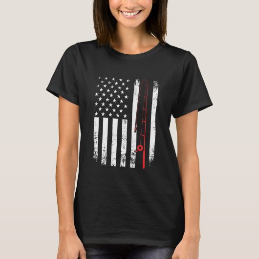 American US Flag Fishing Rod - Top-Position für Fi T-Shirt (Vorderseite)