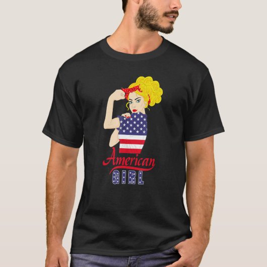 American US Flag Girl Happy Labor Day Shirt Messy  (Vorderseite)