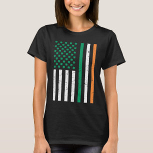 American US Flag Kleeblatts Irland Flag St Patrick T-Shirt
