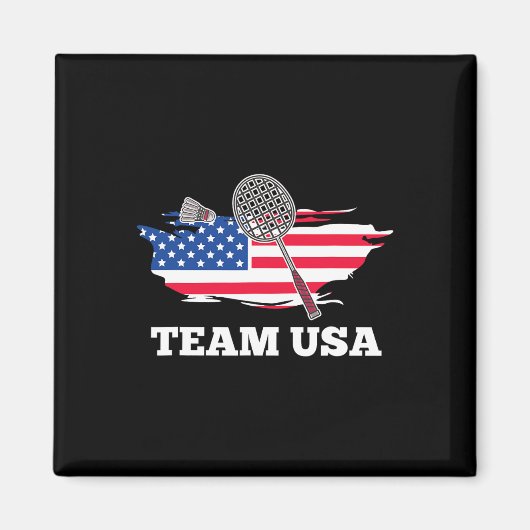 American US Team Shuttle Racket Badminton Player Magnet (Vorne)