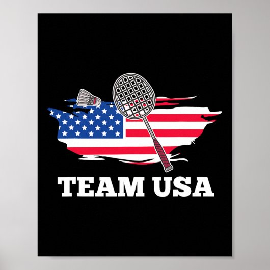 American US Team Shuttle Racket Badminton Player Poster (Vorne)
