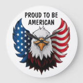 American USA Adler Flag Wall Clock Große Wanduhr (Vorderseite)