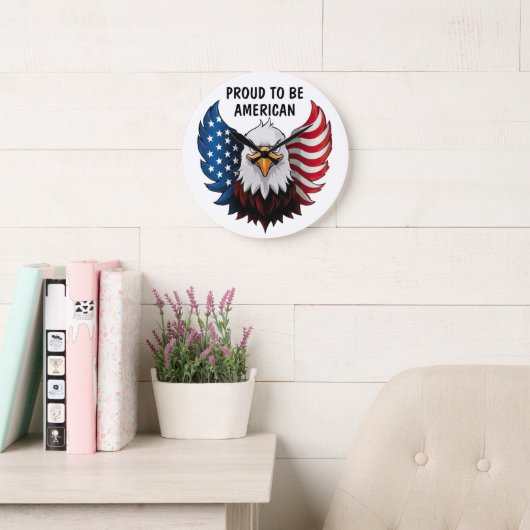 American USA Adler Flag Wall Clock Große Wanduhr (Lesesaal)