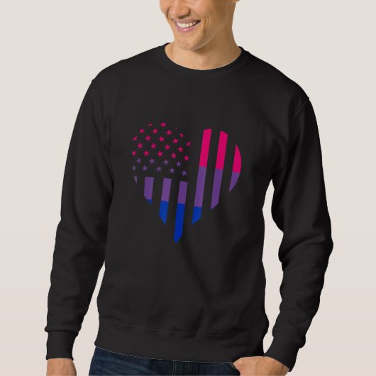 American USA Bisexual Flag Bisexuality Heart Bisex Sweatshirt (Vorderseite)
