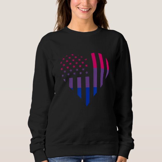 American USA Bisexual Flag Bisexuality Heart Bisex Sweatshirt (Vorderseite)