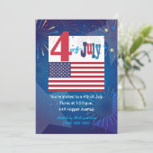 American USA Flag 4. Juli Personalize Einladung (Stehend Vorderseite)