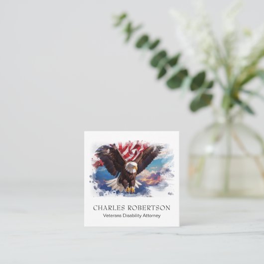 *~* American USA Flag Adler Flying Sunset AP16 QR Quadratische Visitenkarte (Stehend Vorderseite)