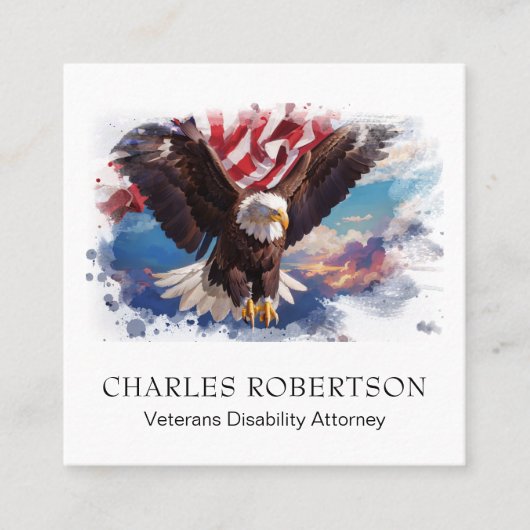 *~* American USA Flag Adler Flying Sunset AP16 QR Quadratische Visitenkarte (Vorderseite)
