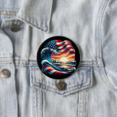 American USA Flag Beach Wave Sunset Patriotic Art Button (Beispiel)