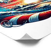 American USA Flag Beach Wave Sunset Patriotic Art Poster (Ecke)